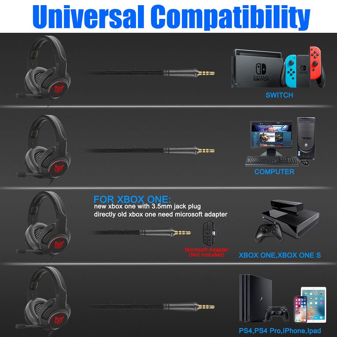 Adjustable Rgb Gaming Headset With Mic Black