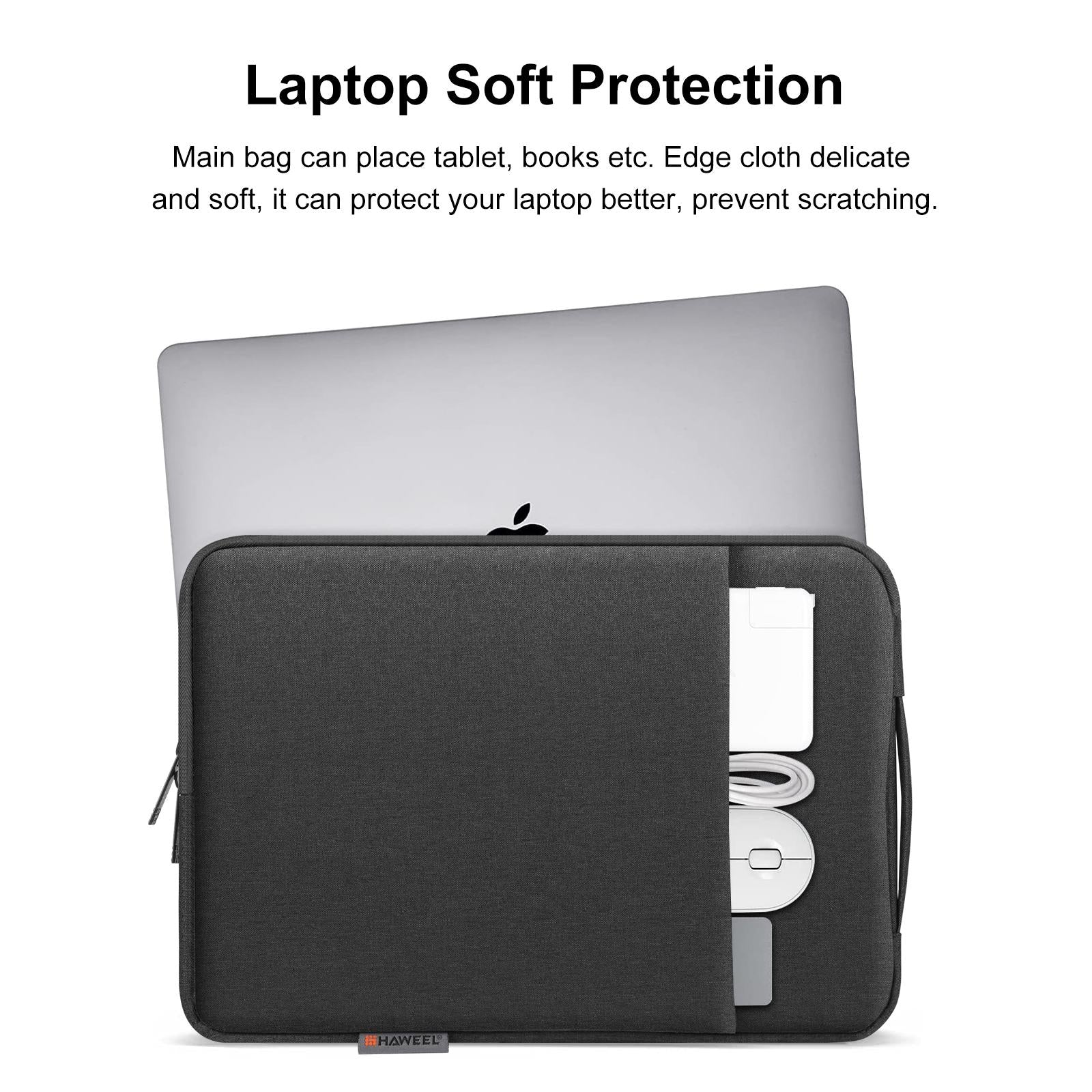 12.5-13.5 Inch Laptop Sleeve Briefcase with Zipper and Handle - Black