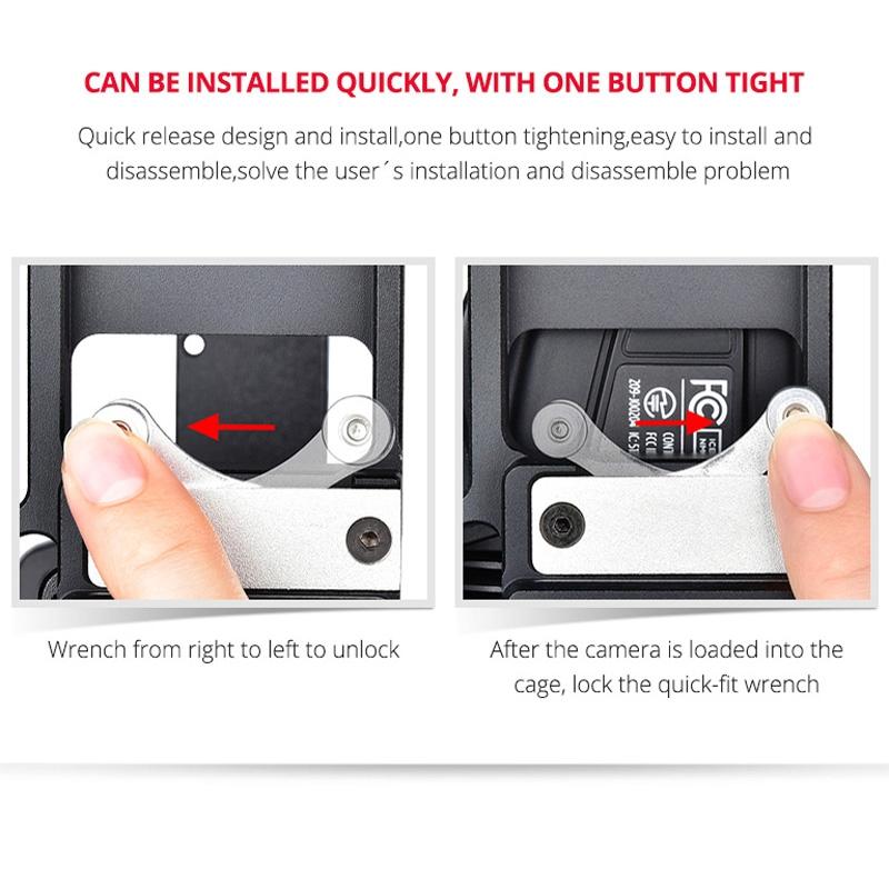 Video Camera Cage Stabilizer For Dji Bmpcc 4K - Black Handle