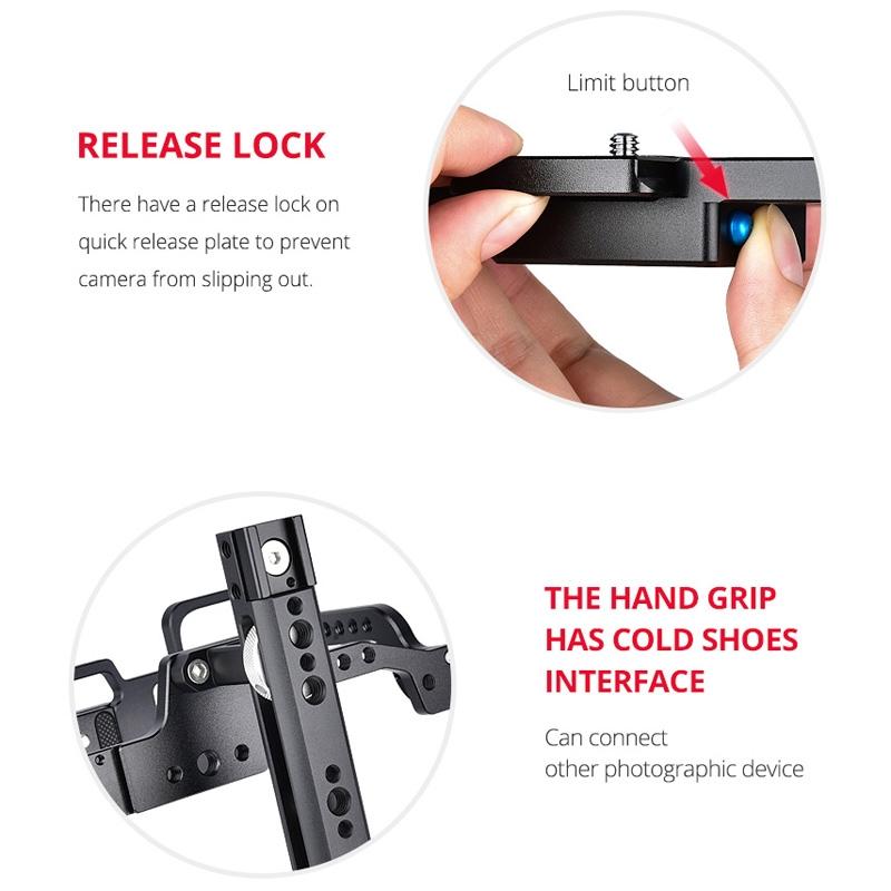 Video Camera Cage Stabilizer For Dji Bmpcc 4K - Black Handle