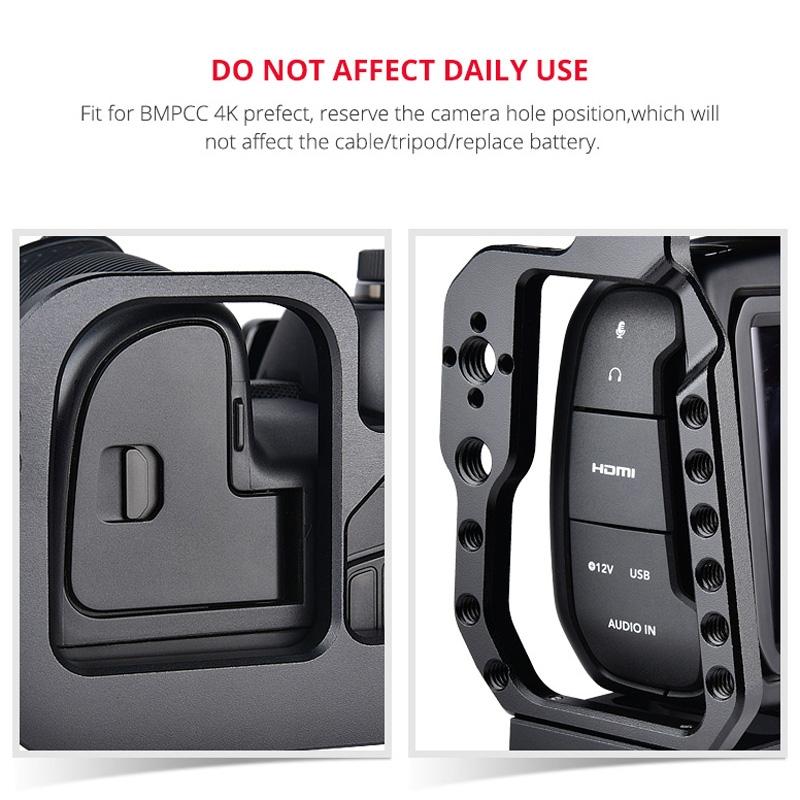 Video Camera Cage Stabilizer For Dji Bmpcc 4K - Black Handle