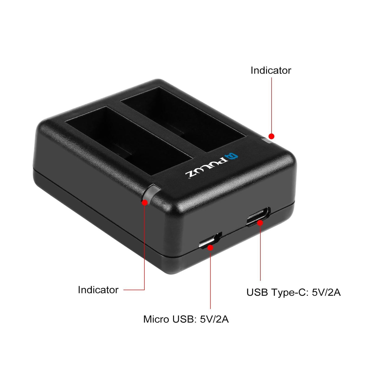 Dual Usb Charger for Gopro Hero 9 / 10 / 11 / 12 - Dual Batteries