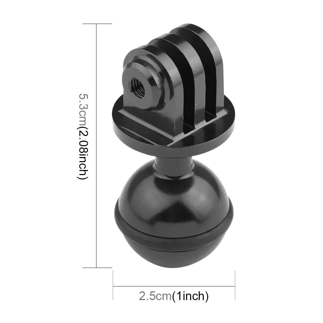 Aluminum Ball Head Adapter for Gopro Insta360 Dji Action Cameras - 2.5cm Diameter - Black