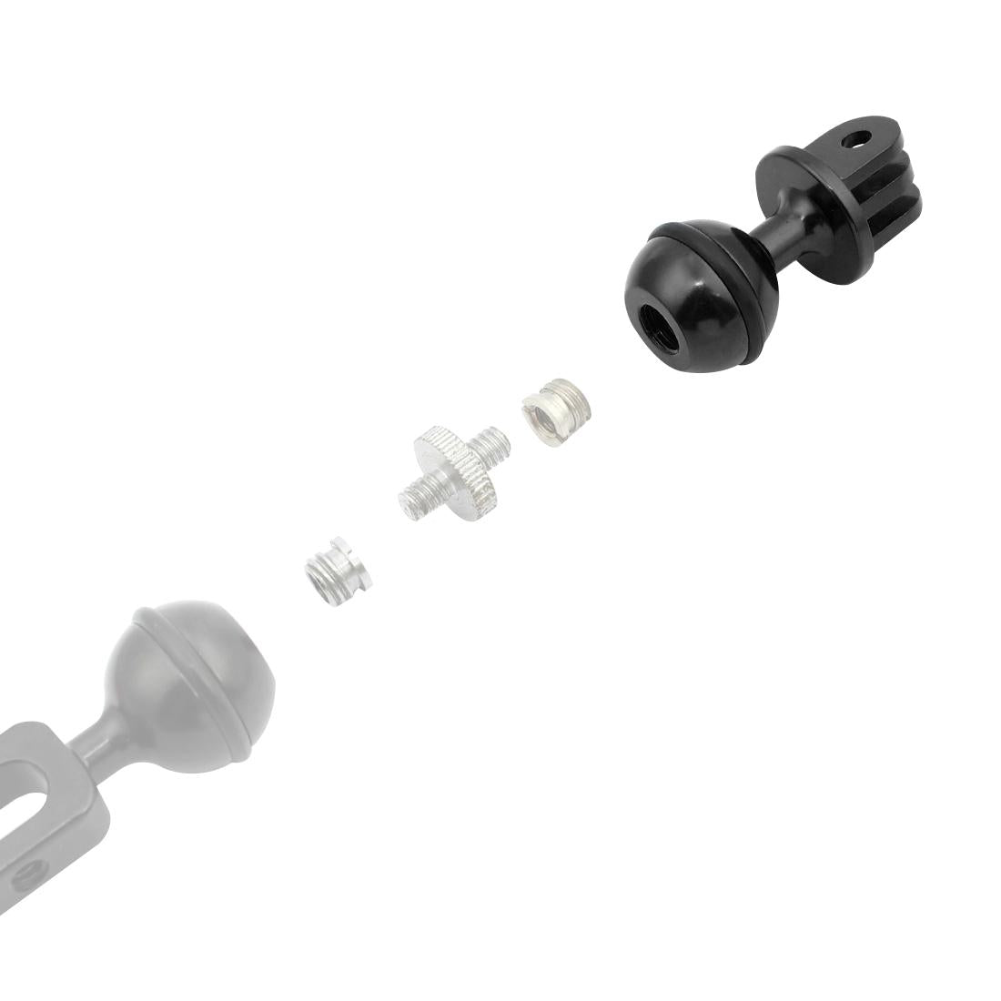 Aluminum Ball Head Adapter for Gopro Insta360 Dji Action Cameras - 2.5cm Diameter - Black