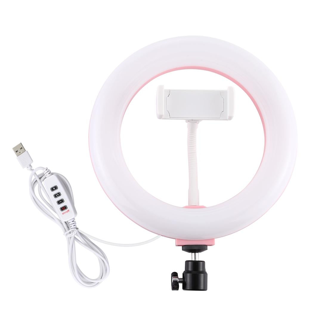 20cm Usb Dual Colour Led Ring Light with Phone Clamp - Black