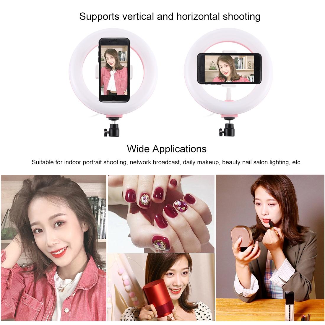 20cm Usb Dual Colour Led Ring Light with Phone Clamp - Black