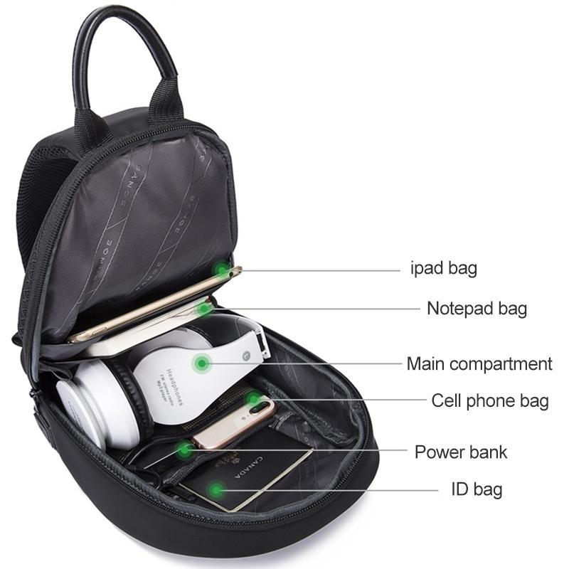 Waterproof Men Crossbody Chest Bag Usb Port 34 X 19 X 6Cm - Black