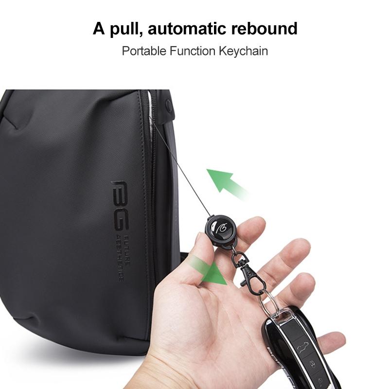 Waterproof Men Crossbody Chest Bag Usb Port 34 X 19 X 6Cm - Black