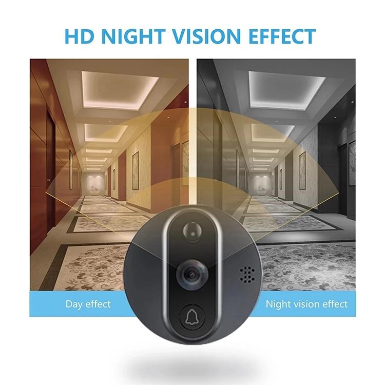 Smart Wifi Video Doorbell - 4.3 Inch Visual Peephole - Black