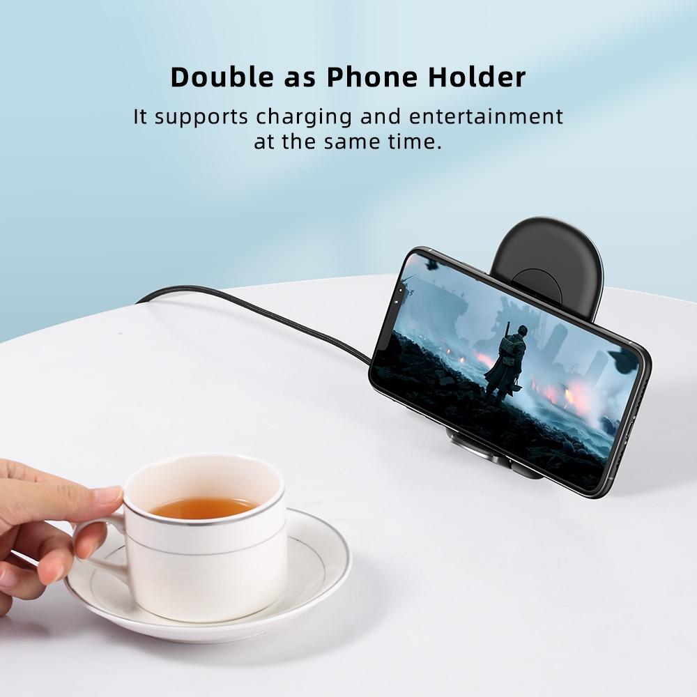 Foldable 15W Wireless Charger For Mobile Phones Black