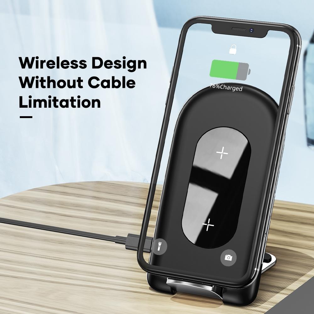 Foldable 15W Wireless Charger For Mobile Phones Black