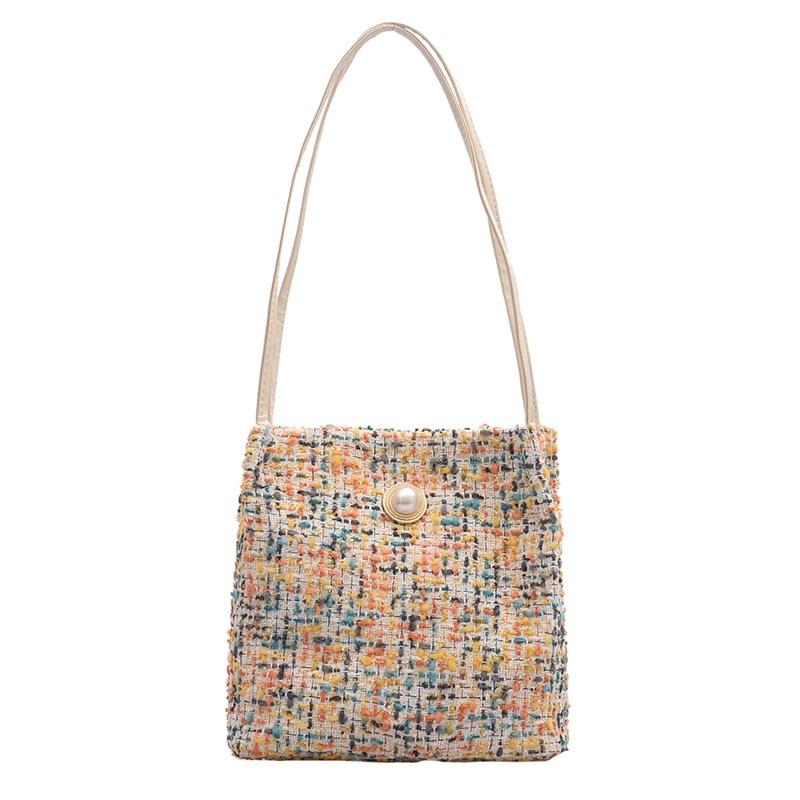 Black Woolen Knit Bucket Bag For Women - Red Onesize