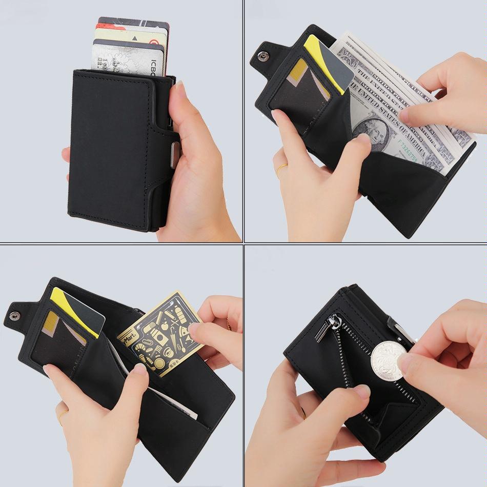 Carbon Fiber Rfid Zipper Card Holder - Sleek and Secure - Carbon Fiber Black