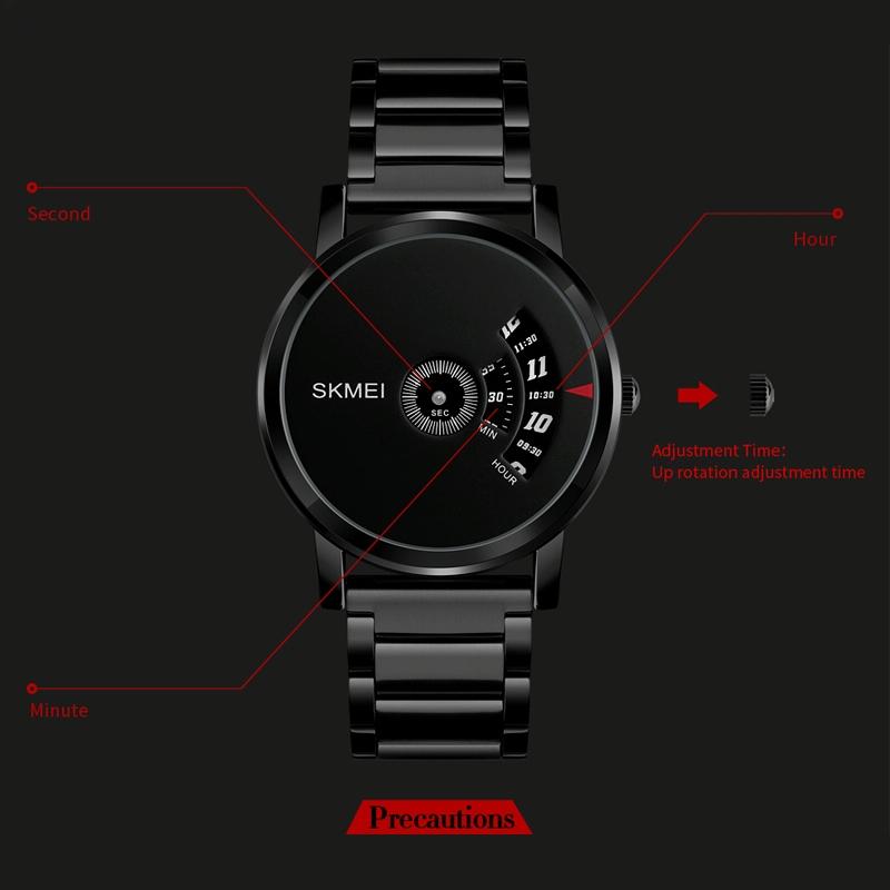 Stylish 30m Waterproof Quartz Watch with Stainless Steel Band - Jet Black