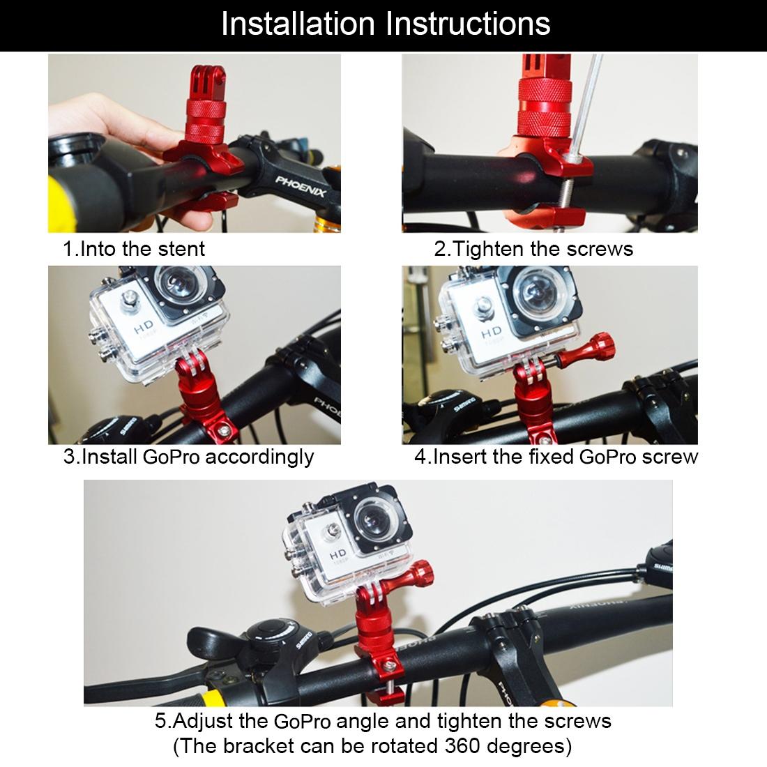Universal Bike Handlebar Mount for Action Cameras - 360 Degree Rotation - Pu223B