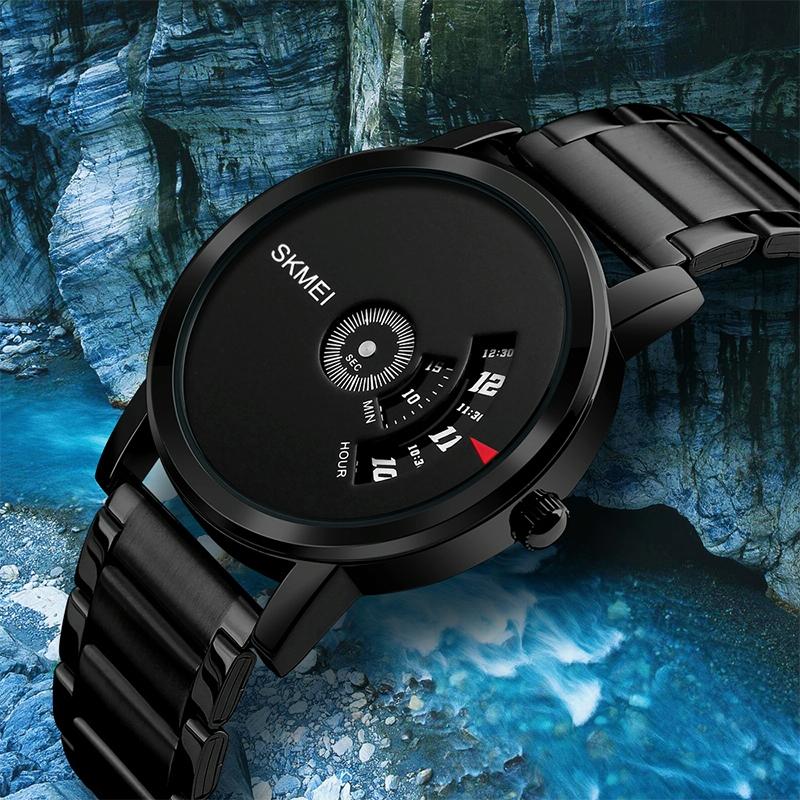 Stylish 30m Waterproof Quartz Watch with Stainless Steel Band - Silver + Black