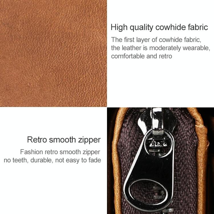 Zip Rfid Crazy Horse Leather Wallet - Brown - Yellowish-Brown