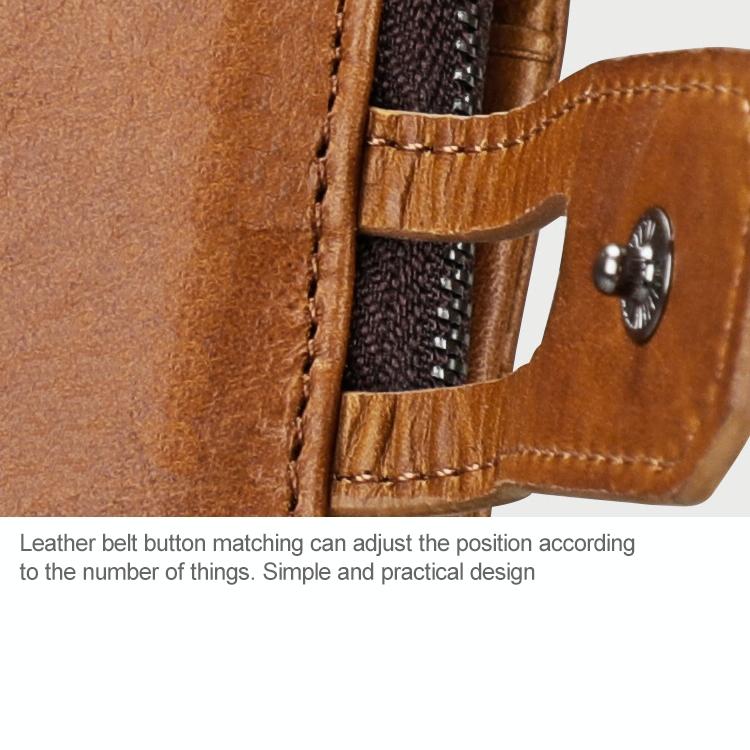 Zip Rfid Crazy Horse Leather Wallet - Brown - Yellowish-Brown