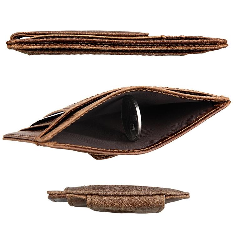 Leather Rfid Card Holder Wallet - Crazy Horse - Coffee