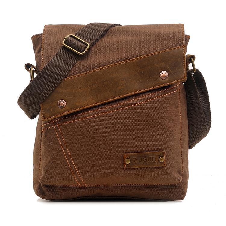 Retro Canvas Vertical Shoulder Messenger Bag Functional &amp; Stylish - Coffee
