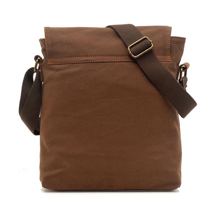 Retro Canvas Vertical Shoulder Messenger Bag Functional & Stylish - Coffee