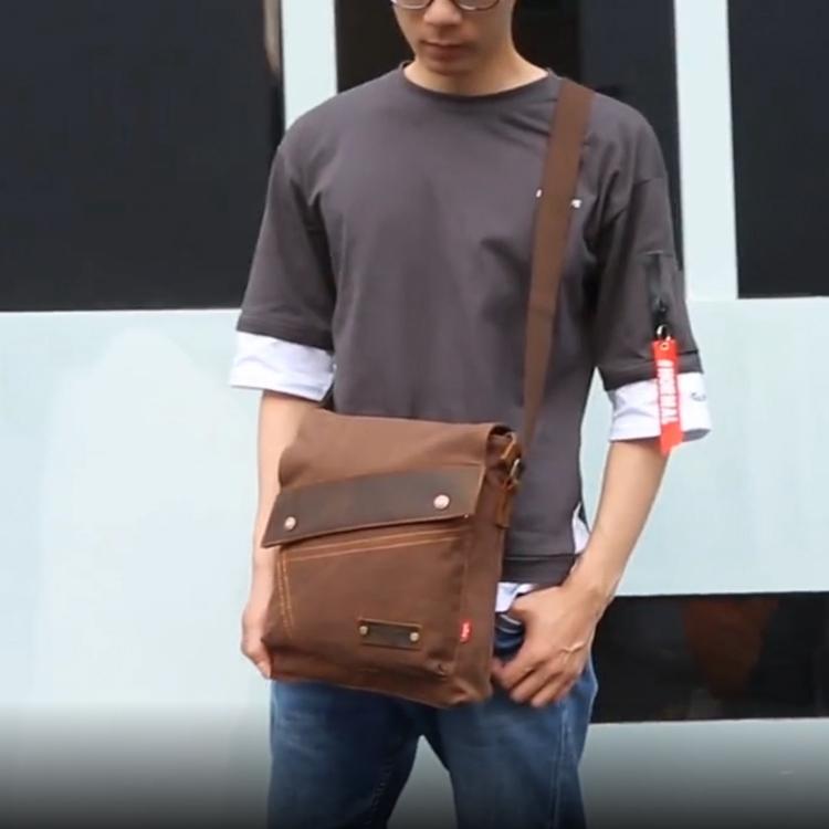 Retro Canvas Vertical Shoulder Messenger Bag Functional & Stylish - Coffee
