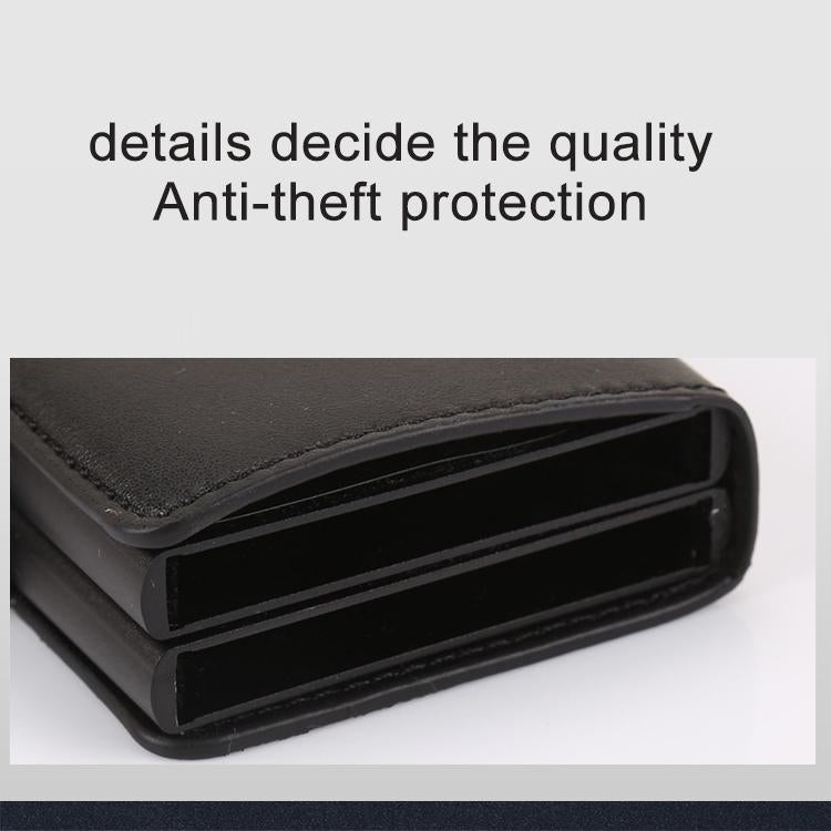 Leather Rfid Blocking Card Wallet - Multi-functional - Coffee