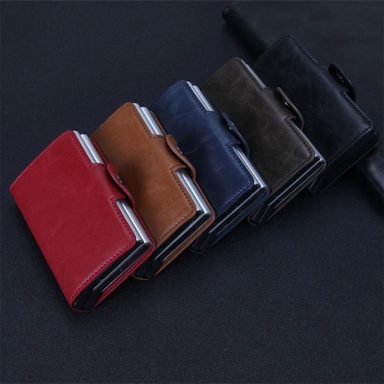 Leather Rfid Blocking Card Wallet - Multi-functional - Coffee