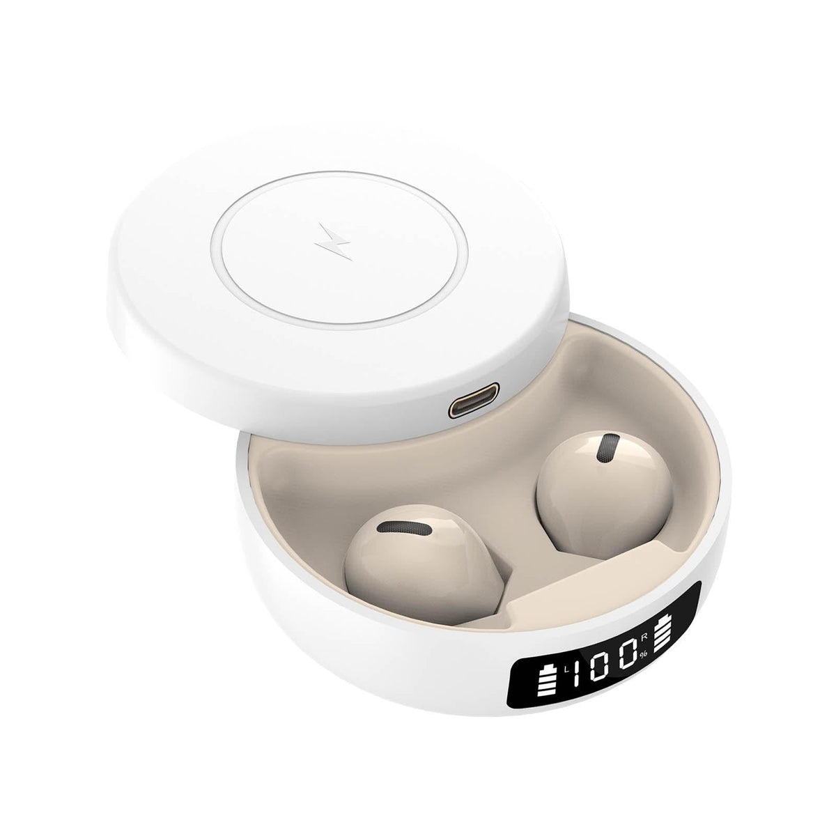 Mini Tws Wireless Bluetooth Earphones with Noise Reduction and Digital Display - Skin Colour
