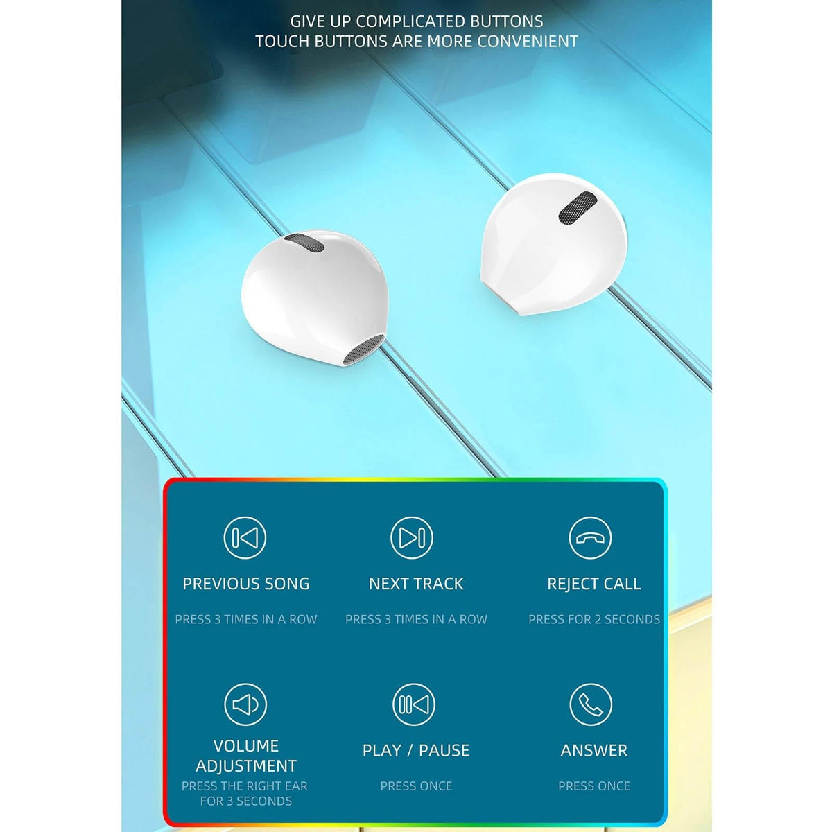 Mini Tws Wireless Bluetooth Earphones with Noise Reduction and Digital Display - Skin Colour
