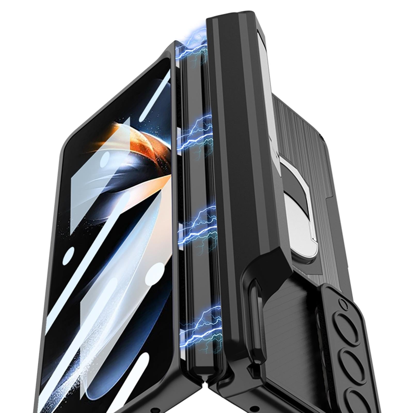 For Samsung Galaxy Z Fold4 5G Magnetic Armor Phone Case - Full Coverage - Litchi Texture