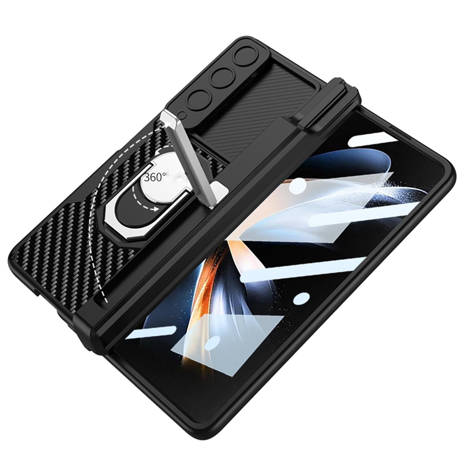 For Samsung Galaxy Z Fold4 5G Magnetic Armor Phone Case - Full Coverage - Litchi Texture