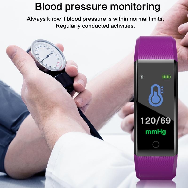Fitness Tracker With Heart Rate And Blood Pressure Monitoring - Blue