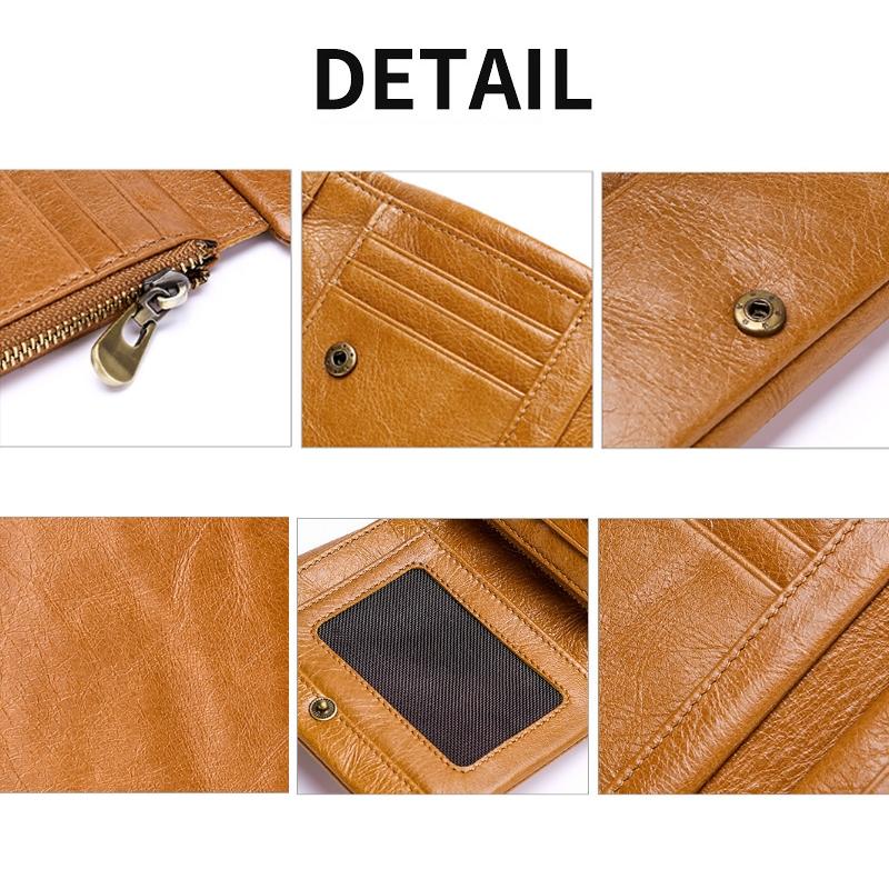 Men Rfid Leather Tri-fold Wallet - Genuine Leather - Brown