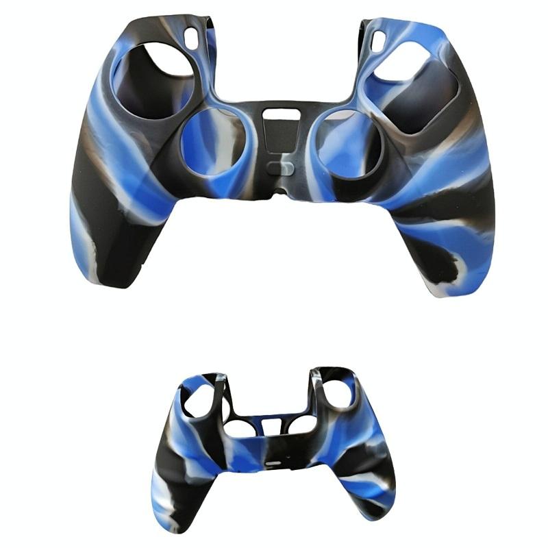 2-pack Non-slip Silicone Handle Covers for Ps5 Controllers - Black Blue