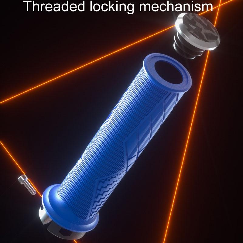 Lockable Silicone Bike Grips With Handlebar Cover - Blue