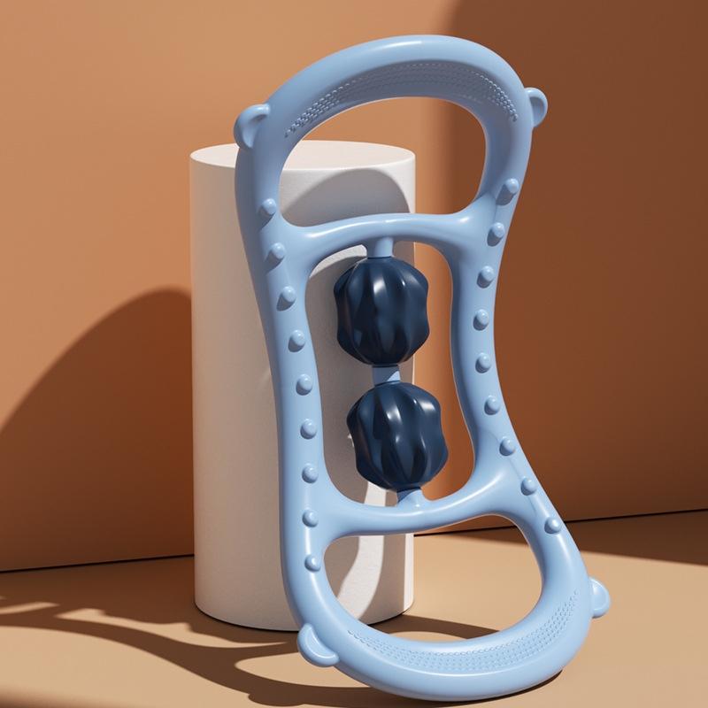 Stretching Yoga Ring With Raised Point Roller - Sky Blue