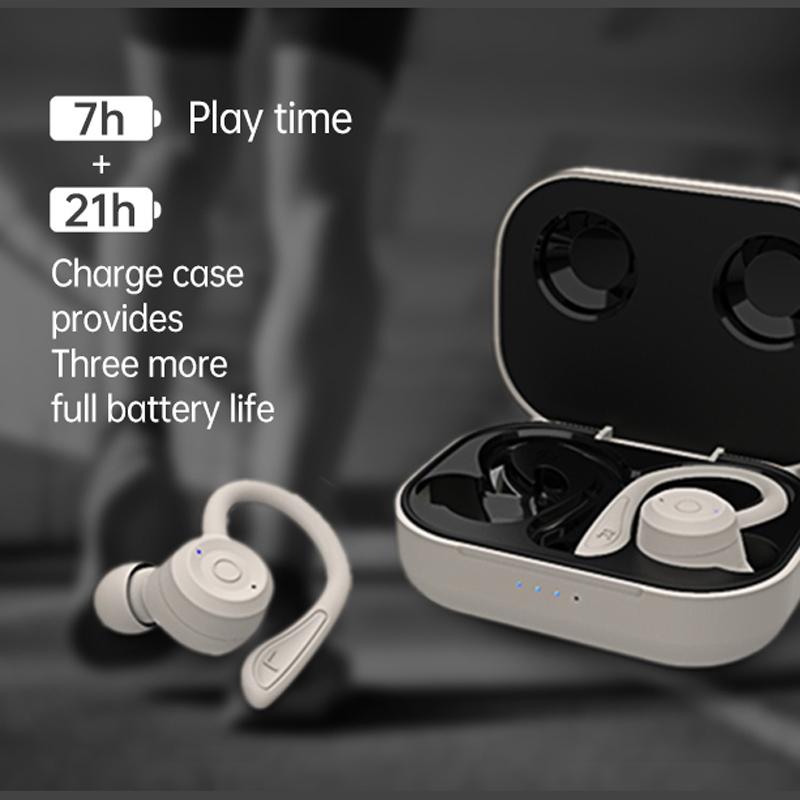 Waterproof T20 Tws Bluetooth Earphones with Charging Box and Noise-cancelling Hooks - Orange