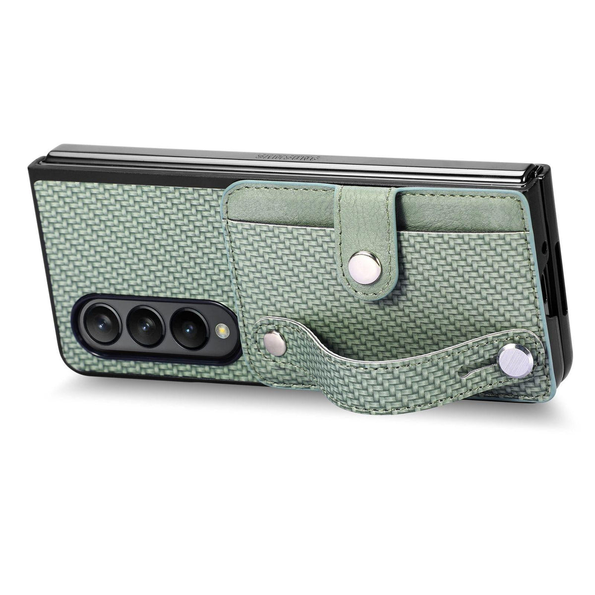 For Samsung Galaxy Z Fold4 5G Wristband Phone Case - Brown