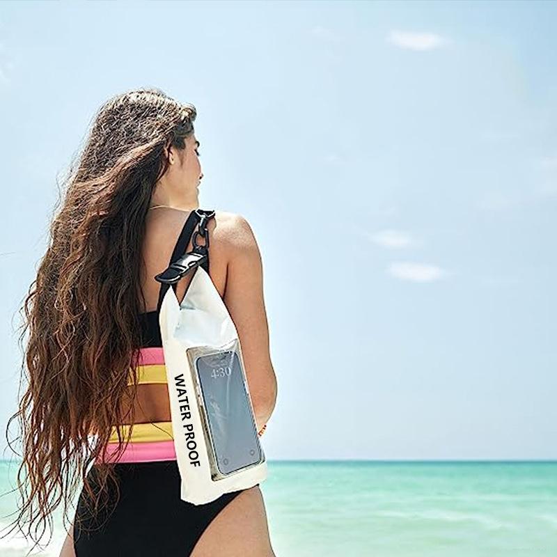 2 In 1 Waterproof Crossbody Phone Bag For Outdoor Cycling Swimming 2L Capacity - White - 2L