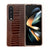 For Samsung Galaxy Z Fold4 5G Genuine Leather Nano Plating Phone Case - Coffee