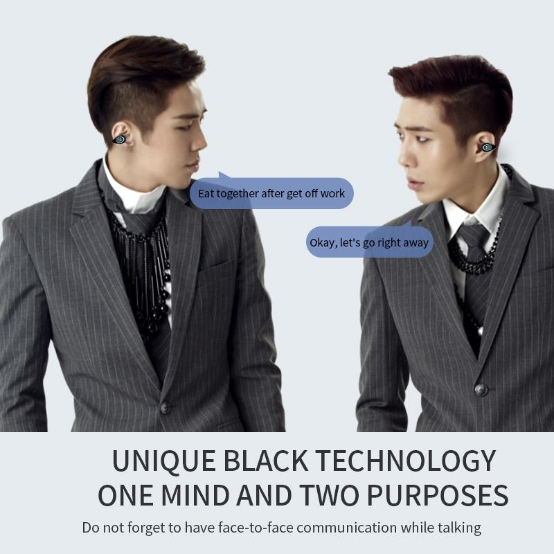 Ultra-light Wireless Earphone with Mic - Bluetooth 5.0 - Ear Clip - Stereo - Black