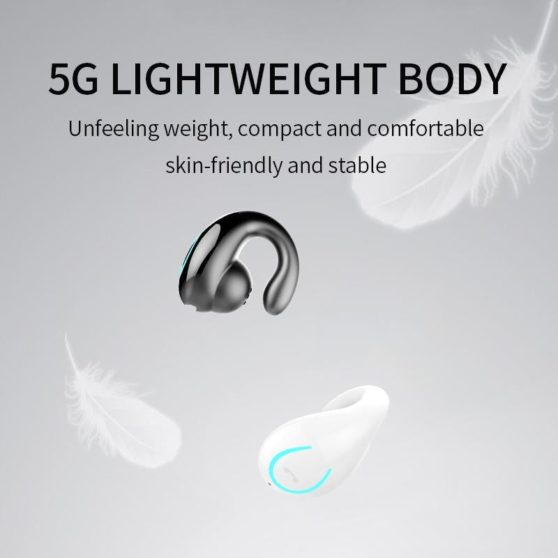 Ultra-light Wireless Earphone with Mic - Bluetooth 5.0 - Ear Clip - Stereo - Black