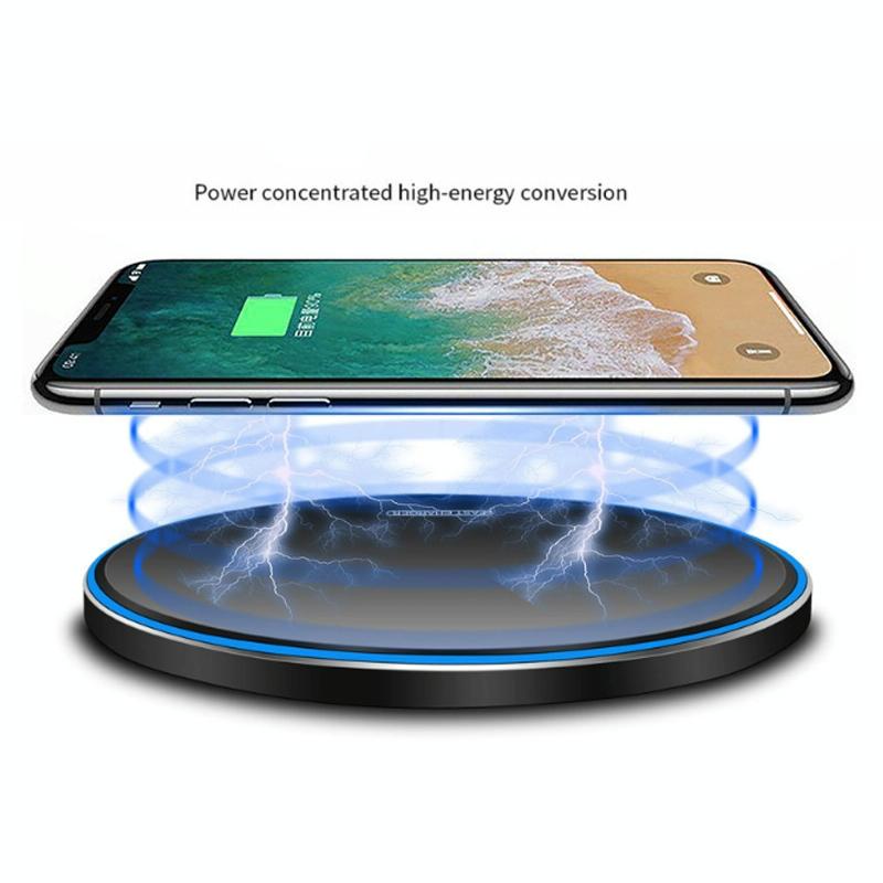 15W Round Wireless Charger Fast Charge - Red + Black Surface