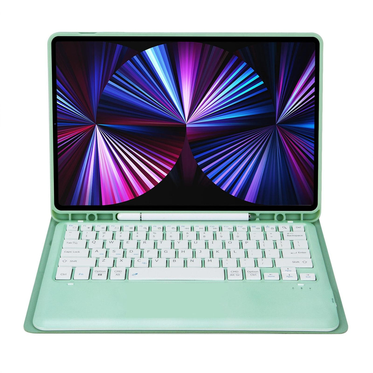 Detachable Bluetooth Keyboard Leather Case For Ipad Pro 12.9 2021 / 2020 / 2018 With Pen Slot - Dark Green