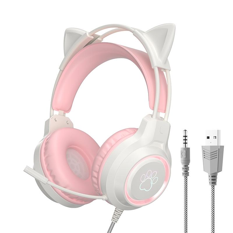 Rgb Cat Ear Gaming Headset - Pink