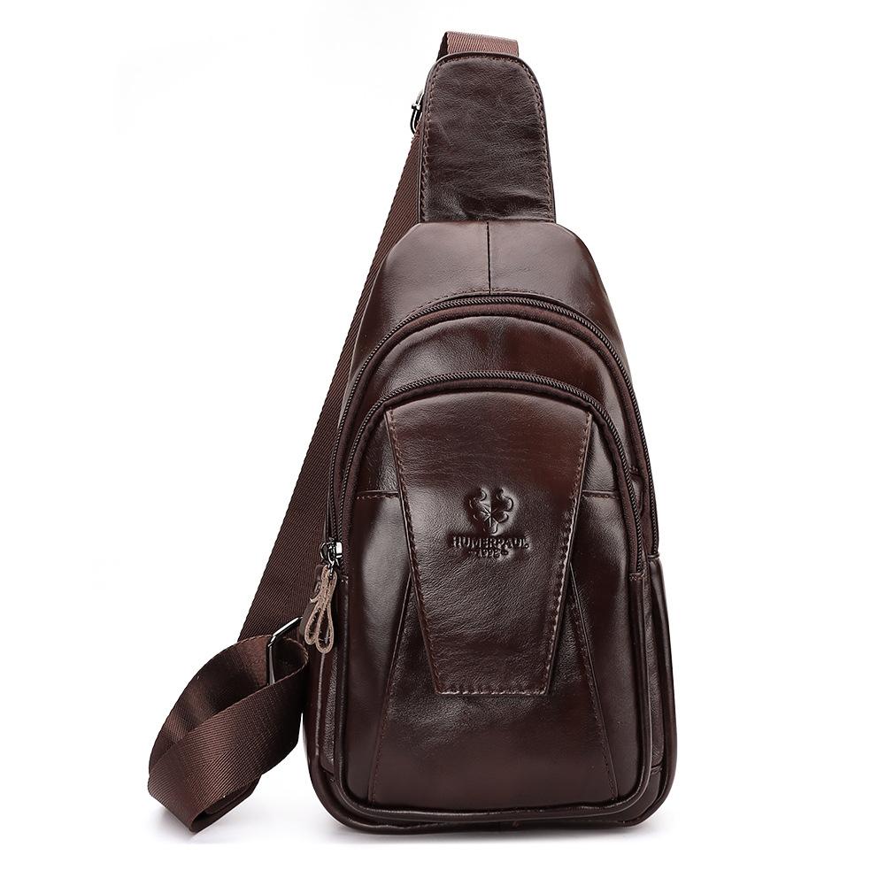 Leather Men Shoulder Bag Compact &amp; Stylish - Dark Brown