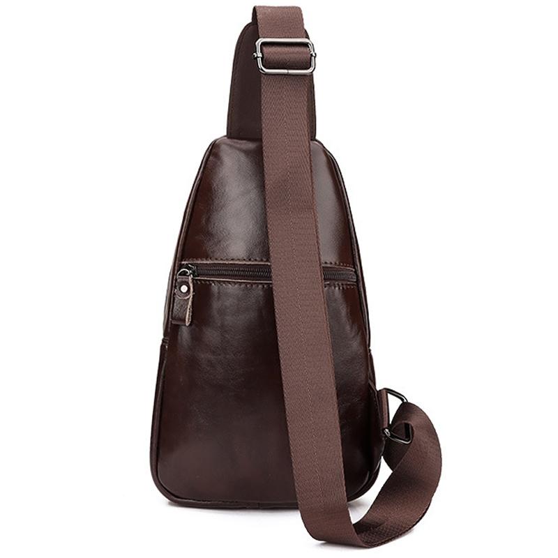 Leather Men Shoulder Bag Compact & Stylish - Dark Brown