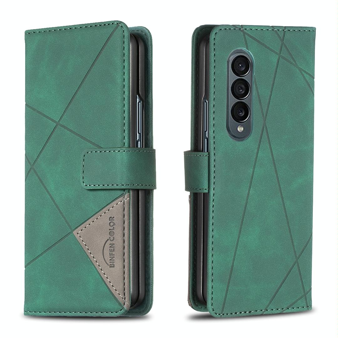 For Samsung Galaxy Z Fold4 5G Magnetic Rhombus Texture Case - Brown