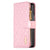 For Samsung Galaxy Z Fold4 5G Leather Zip Wallet - Diamond Lattice Design - Pink